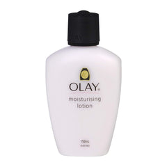 Olay moisturising lotion bottle on a white background