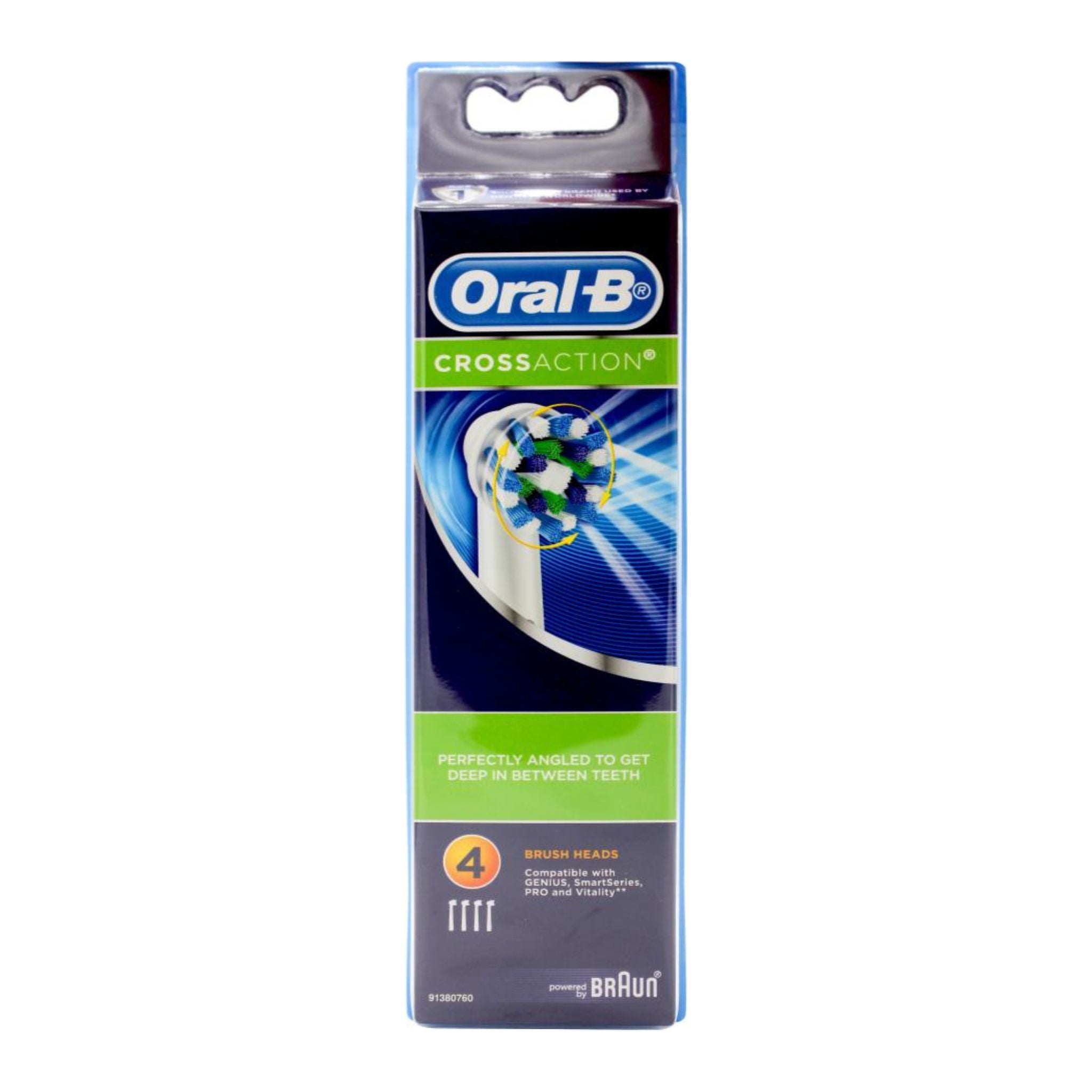 Oral-B CrossAction toothbrush head packaging on a white background