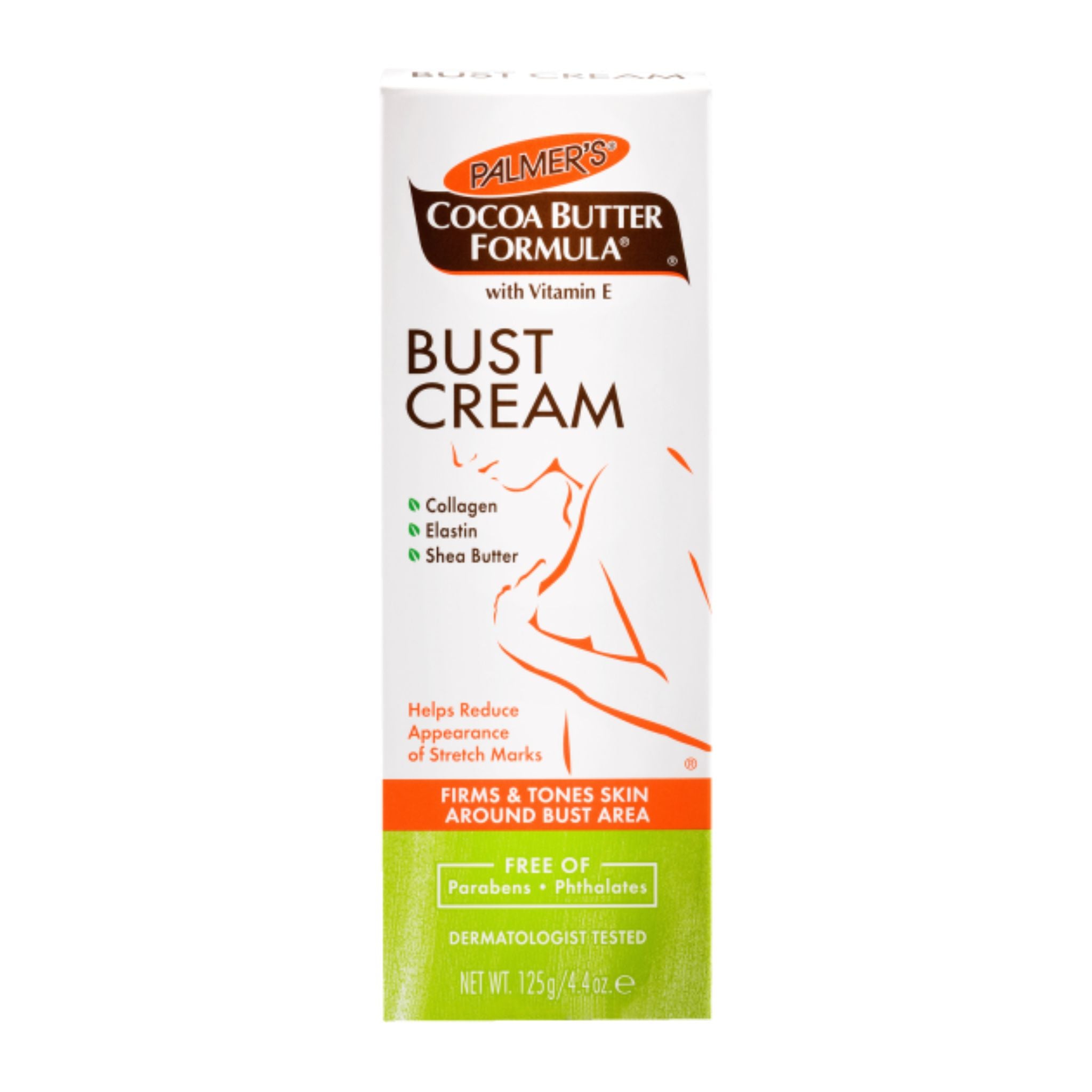 Front view of Palmer's Cocoa Butter Bust Cream 125g tube