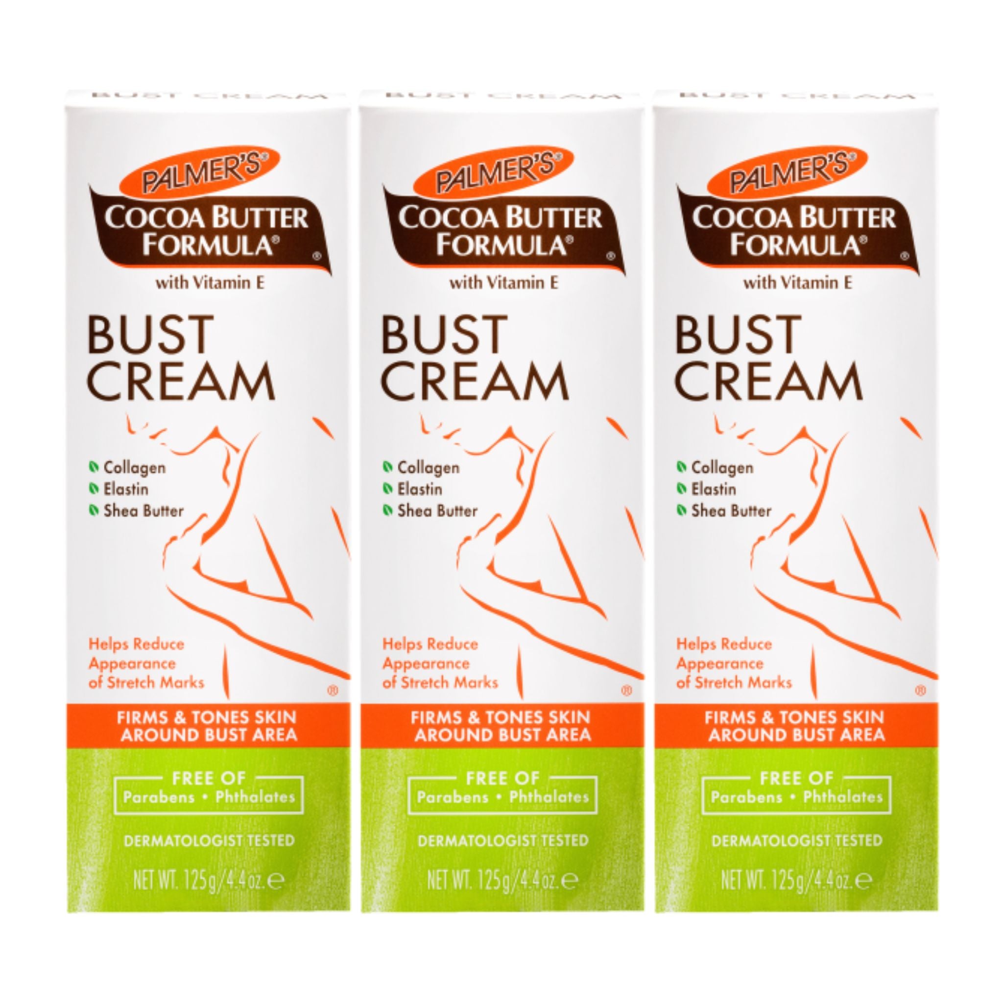 Showcase of Palmer's Cocoa Butter Bust Cream 125g – Pack of 3