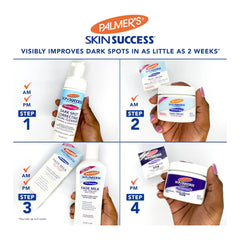 Palmer's Skin Success skincare products with step-by-step instructions on a white background