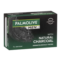 Palmolive Men bar soap packaging with natural charcoal on a white background