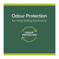Green label with 'Odour Protection' text and logo on a white background