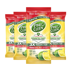 Pine-Cleen disinfectant wipes packaging on a white background