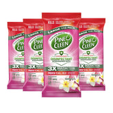 Four packages of Pine-Cleen disinfectant wipes on a white background