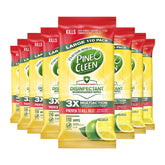 Multiple packages of Pine-Cleen disinfectant wipes on a white background