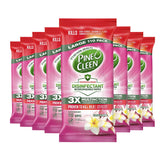 Multiple packages of Pine-Cleen disinfectant wipes on a white background