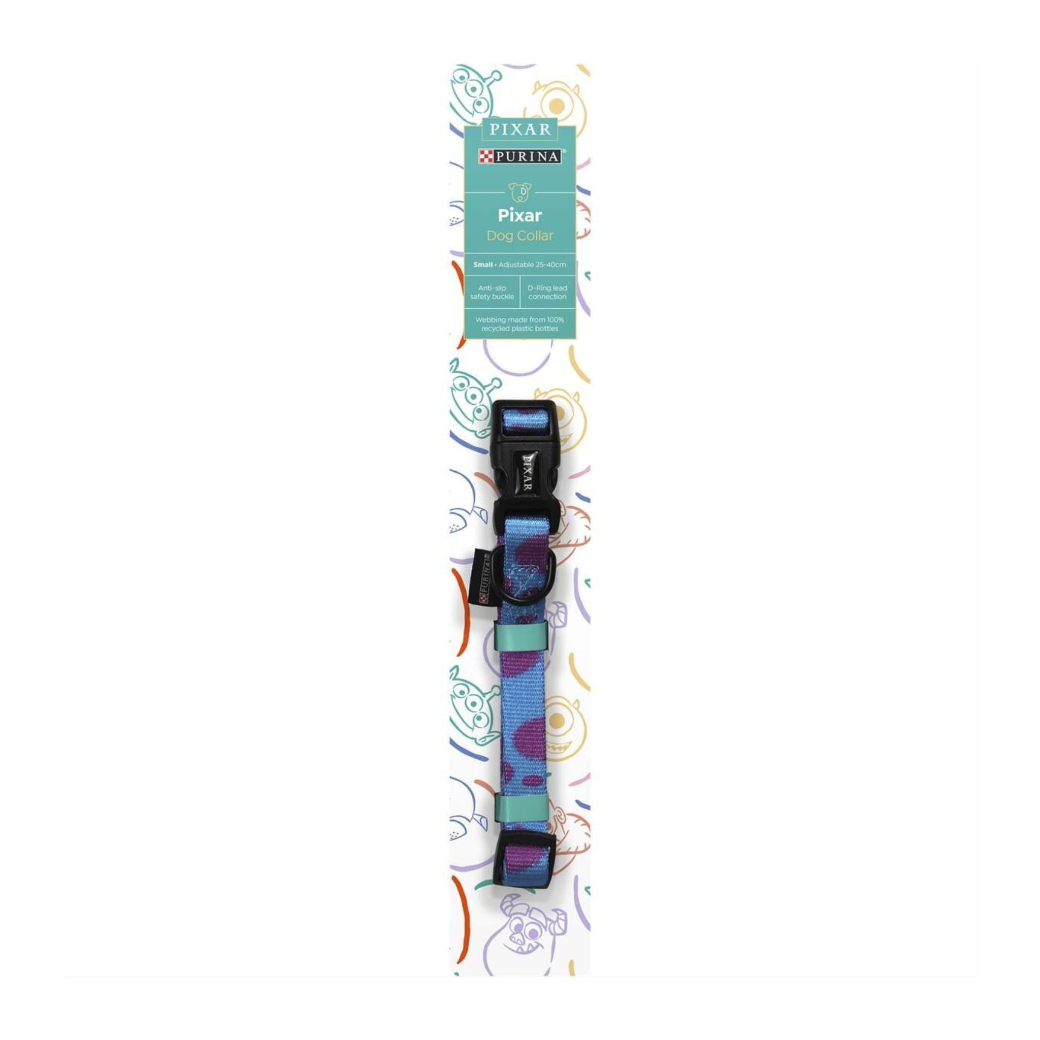 Left profile of collar highlighting heavy-duty stitching and recycled material