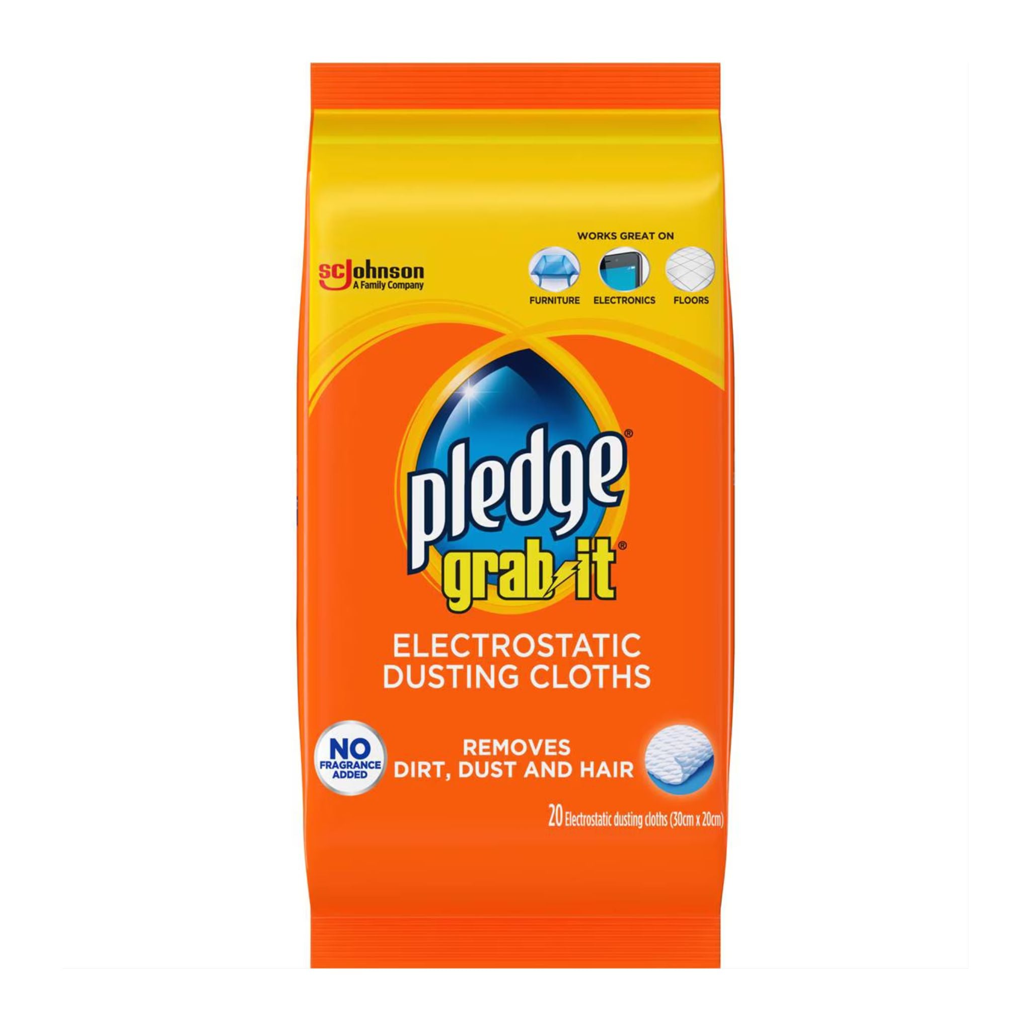 Front view of Pledge Grab It dusting cloth packet