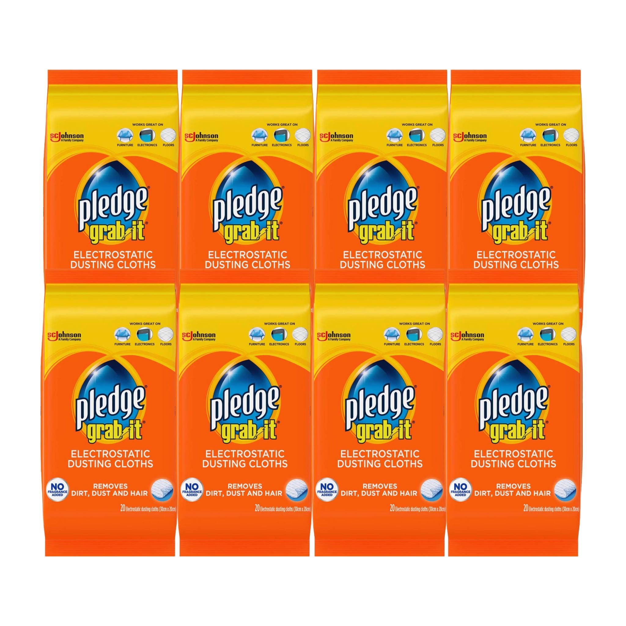 Front view of Pledge Grab‑It dusting cloths pack