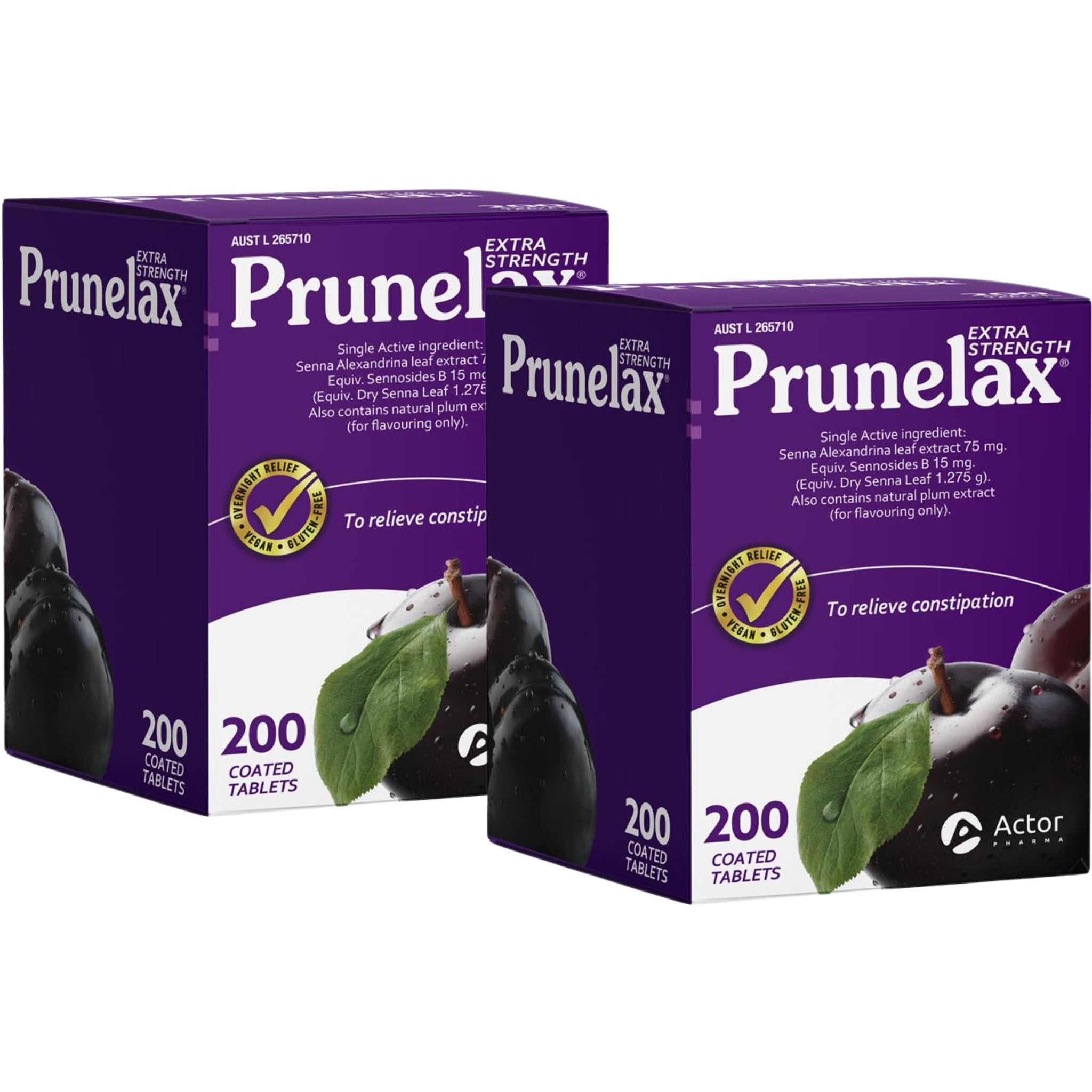 Prunelax Extra Strength 400 tablets twin pack packaging overview