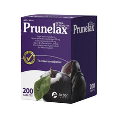 Supplement facts and nutritional information for Prunelax Extra Strength