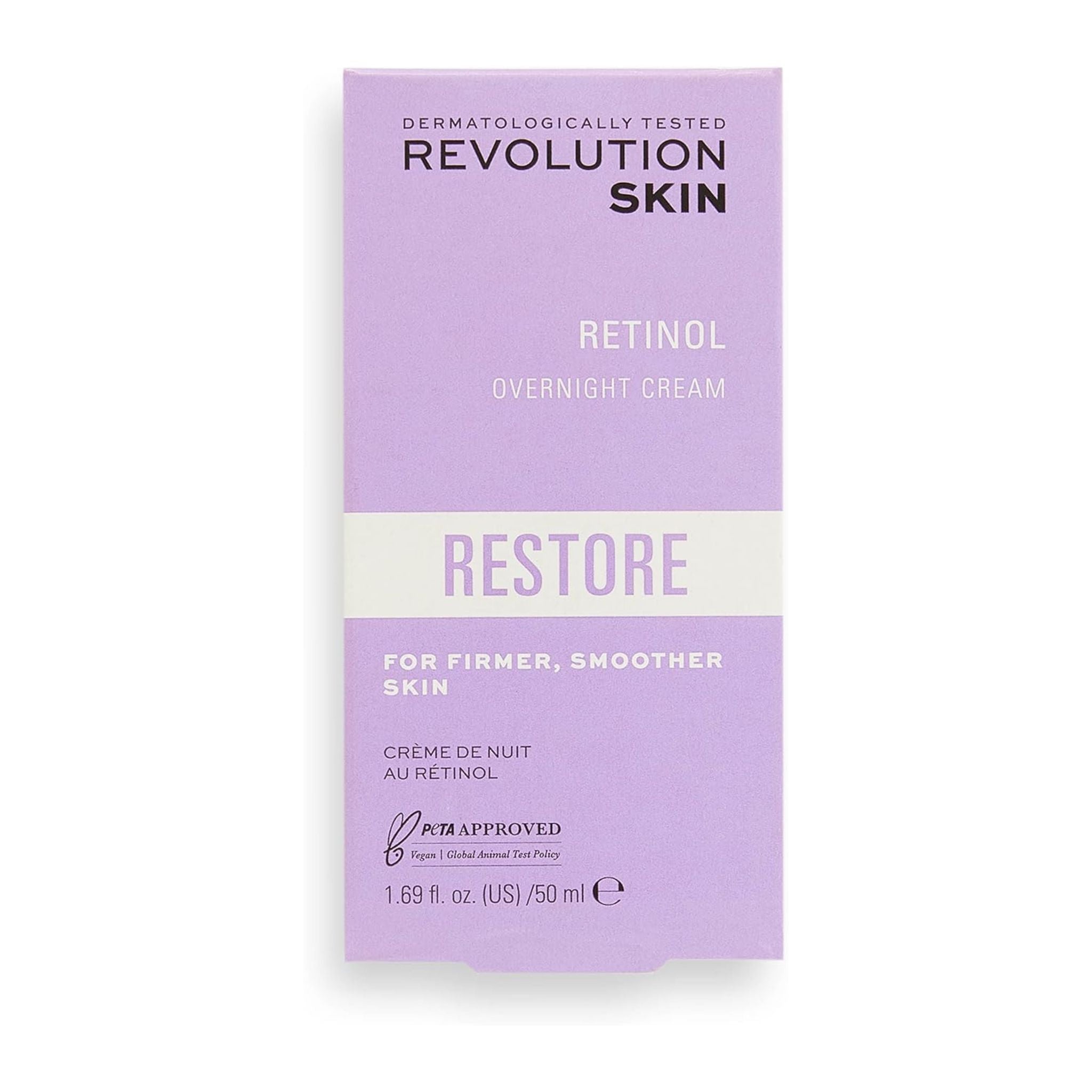 Revolution Skin Retinol Overnight Cream packaging on a white background