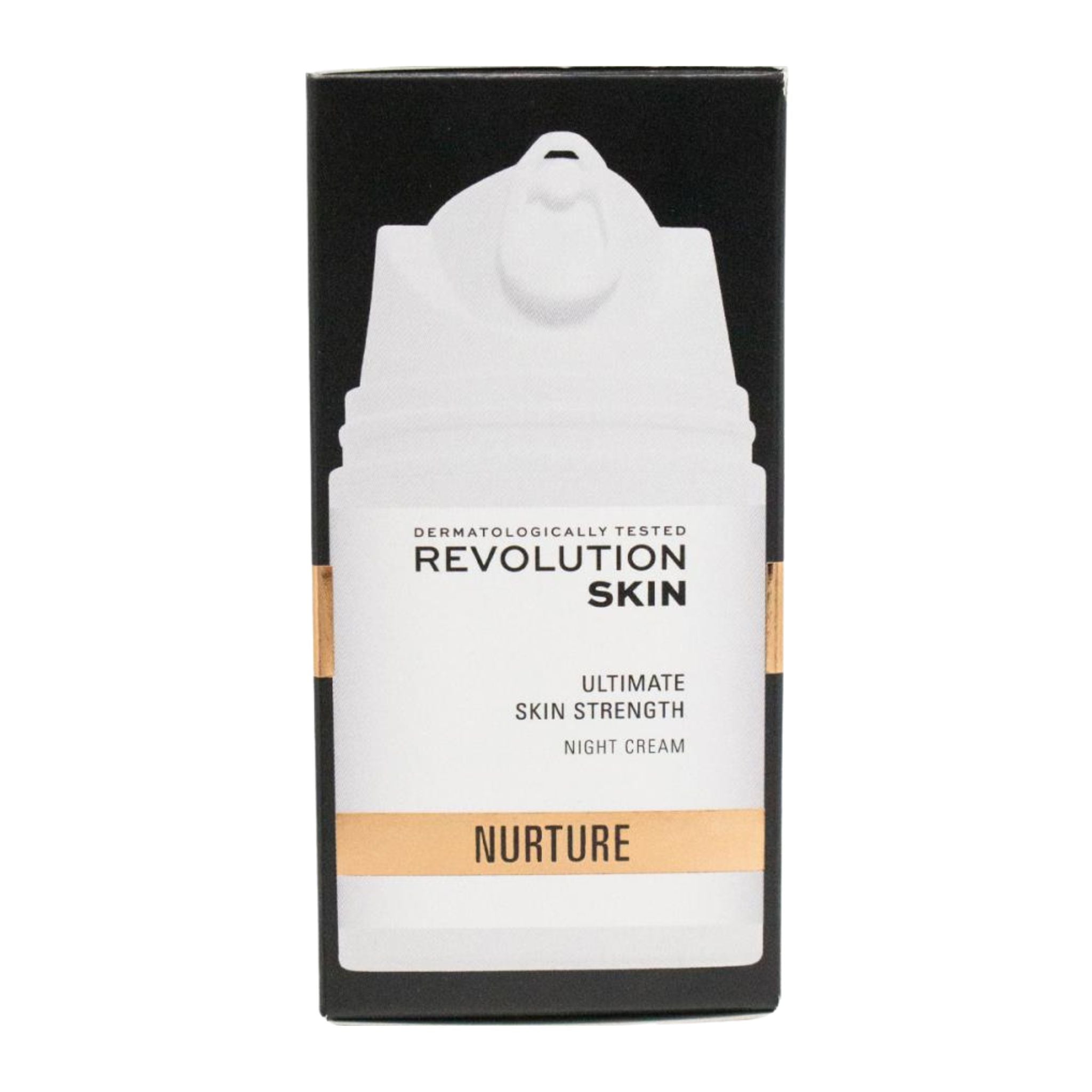 Revolution Skin Ultimate Skin Strength Night Cream box front view with white and gold label