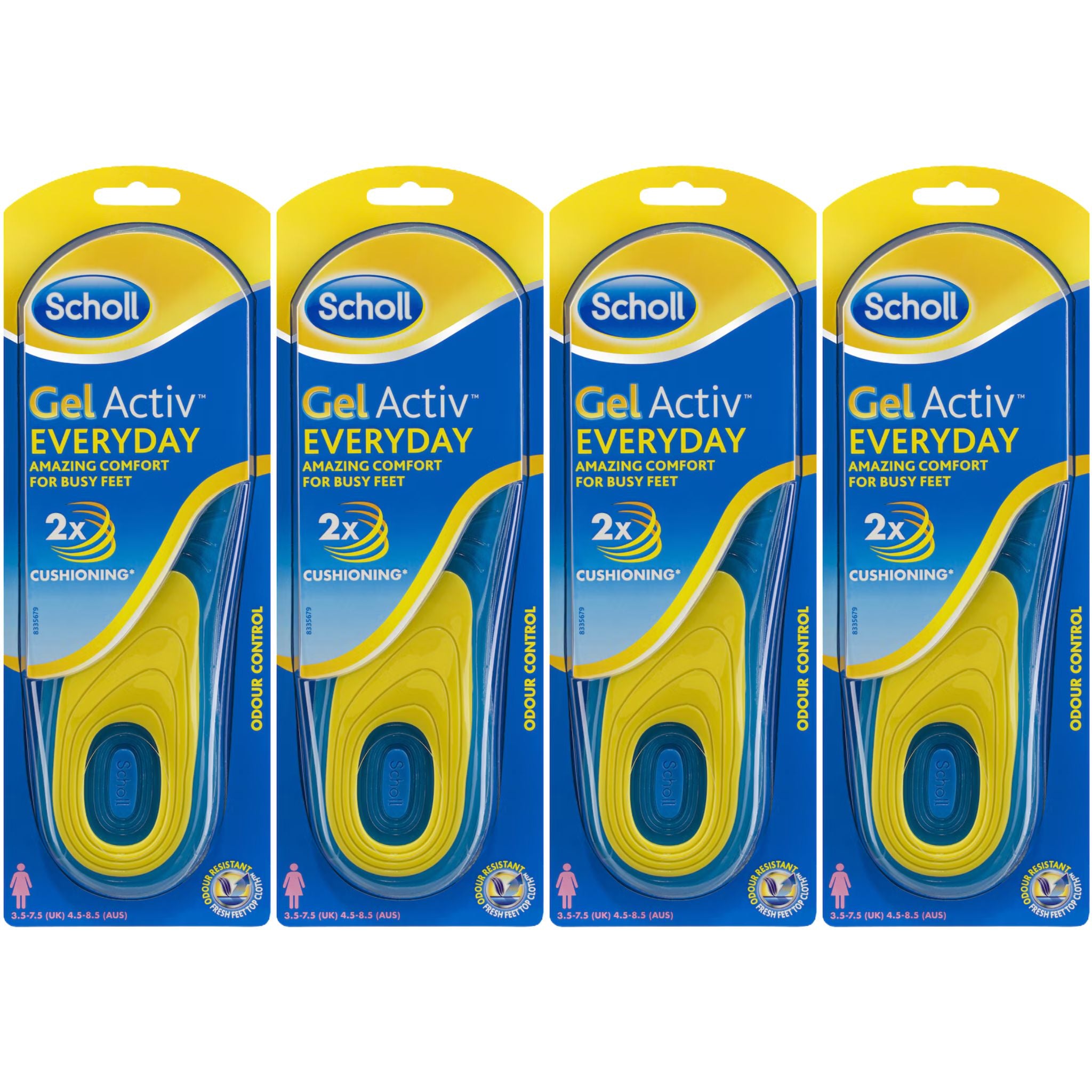 Scholl Gel Activ Everyday Insoles for Women – 4 Pack Front Packaging