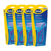 Four packages of Scholl GelActiv Formal shoes on a white background