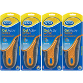 Scholl GelActiv Women’s Work Insoles Size 4.5–8.5 AUS, 4-pack front packaging