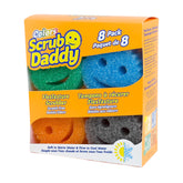 8-pack of Scrub Daddy scrubber packs with different textures on a white background