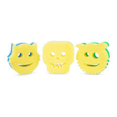 Back view displaying packaging details of the Halloween sponge set