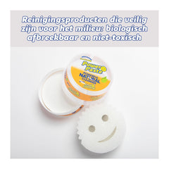 Scrub Daddy Power Paste and Scrub Mommy kit with labeled cleaning uses