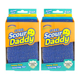 Two packages of Steel Scour Daddy heavy-duty scouring pads on a white background