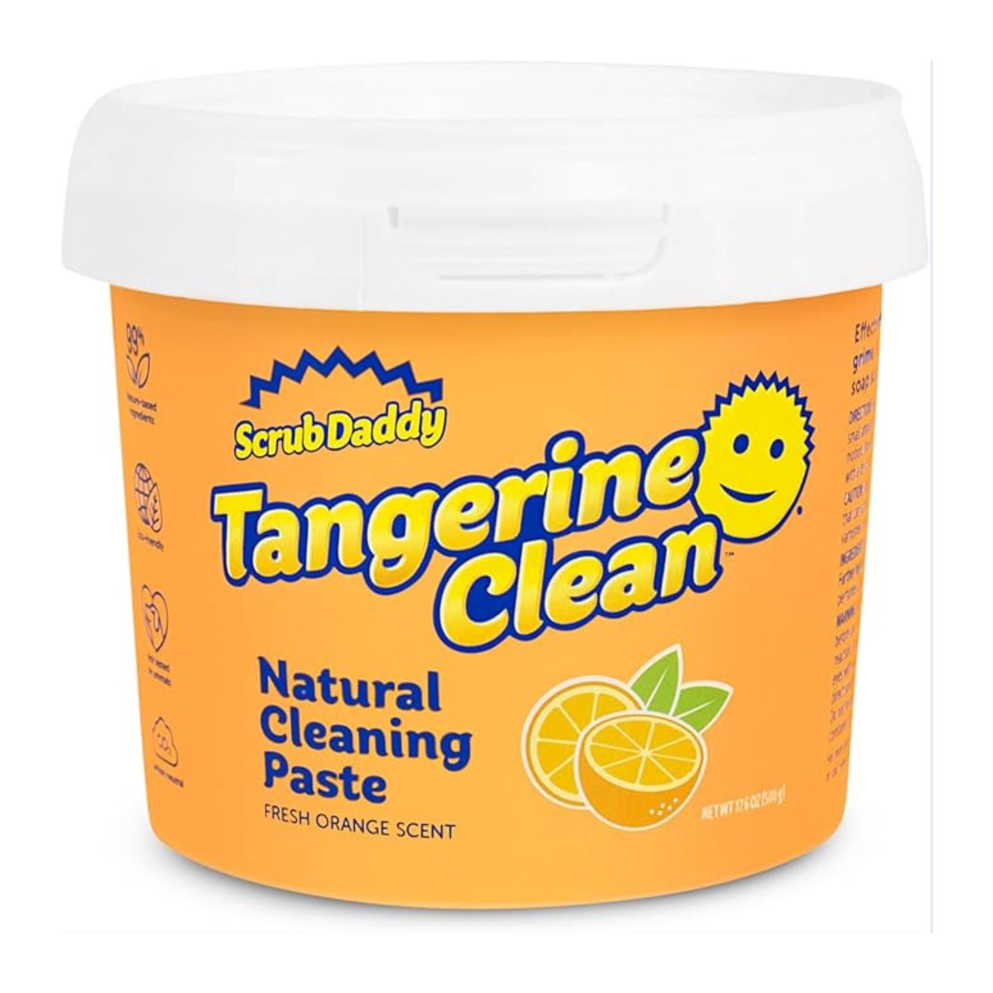 Scrub Daddy Tangerine Clean natural cleaning paste container on a white background
