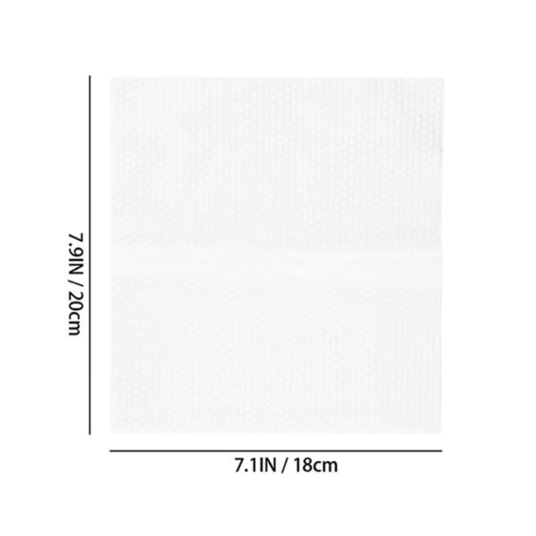 Size profile of Modess Disposable Face Towels pack displaying thickness and towel count