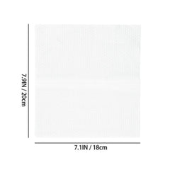 Size profile of Modess Disposable Face Towels pack displaying thickness and towel count