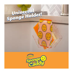 Set of color-coded cleaning sponges with text on a white background