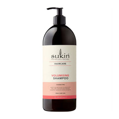 Sukin volumising shampoo bottle on a white background