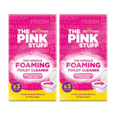 Two packages of 'The Pink Stuff' miracle foaming toilet cleaner on a white background.