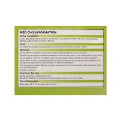 Ural urinary alkaliser lemon effervescent powder box side view 28 sachets