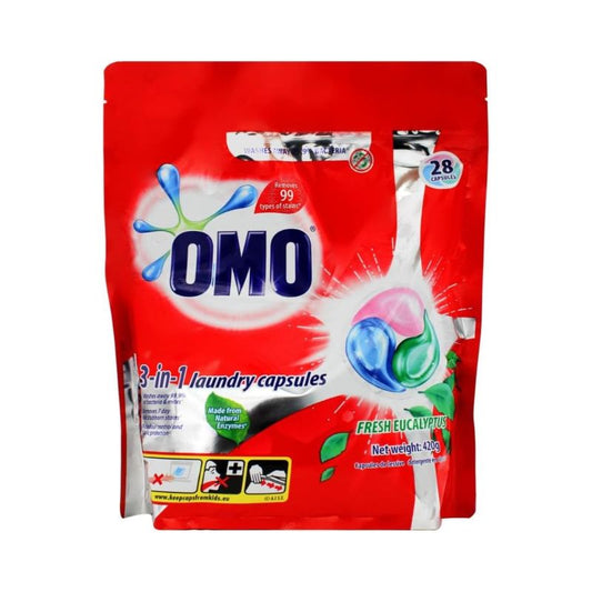 OMO Laundry Capsules 3 in 1 Fresh Eucalyptus 28 Pack