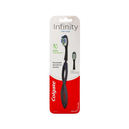 Colgate Infinity Manual Toothbrush Deep Clean Aluminium Handle with 2 Brush Heads