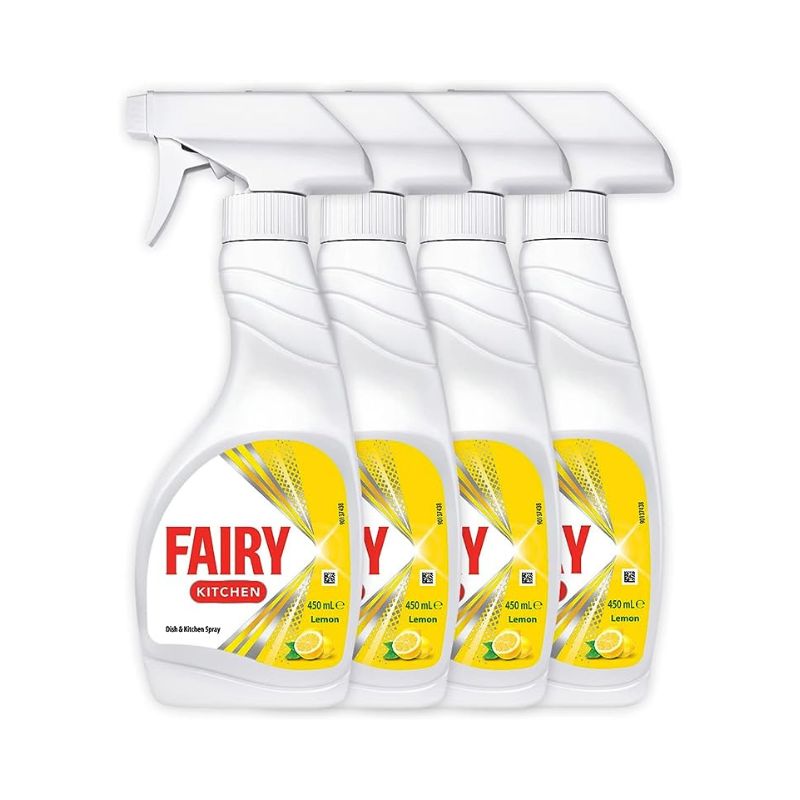Fairy Lemon Dish and Surface Kitchen Spray 450ml x 4 Pack