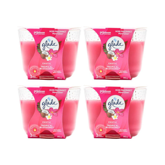 Glade 3 Wick Candle Exotic Tropical Blossoms 193g x 4 Pack