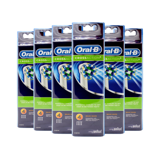 Oral-B Cross Action Replacement Electric Toothbrush Heads Refills, 4 Count x 6 Pack