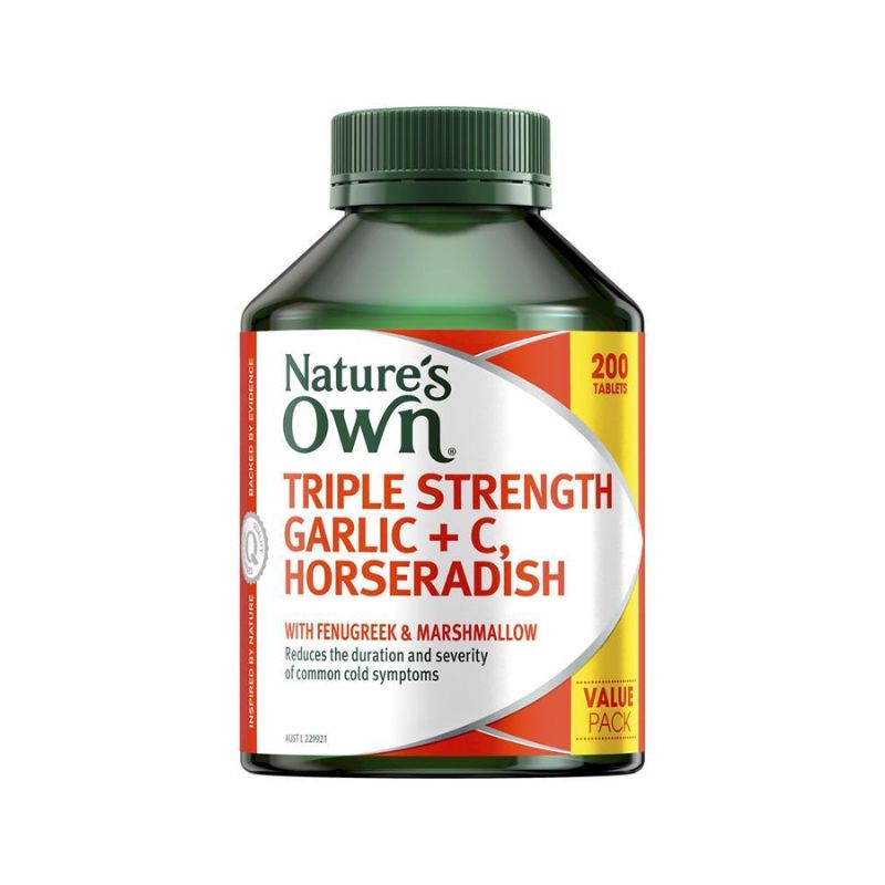 Nature's Own Garlic, Vitamin C + Horseradish Triple Strength for Immunity - 200 Tablets