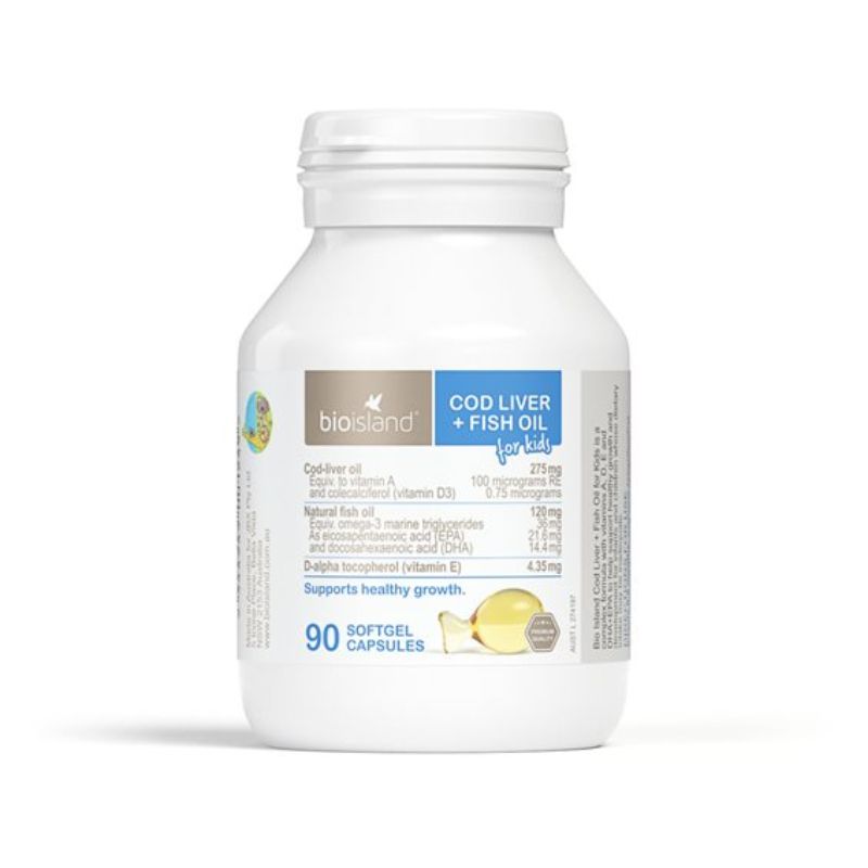 Bio Island Cod Liver + Fish Oil For Kids 90 Softgel Capsules