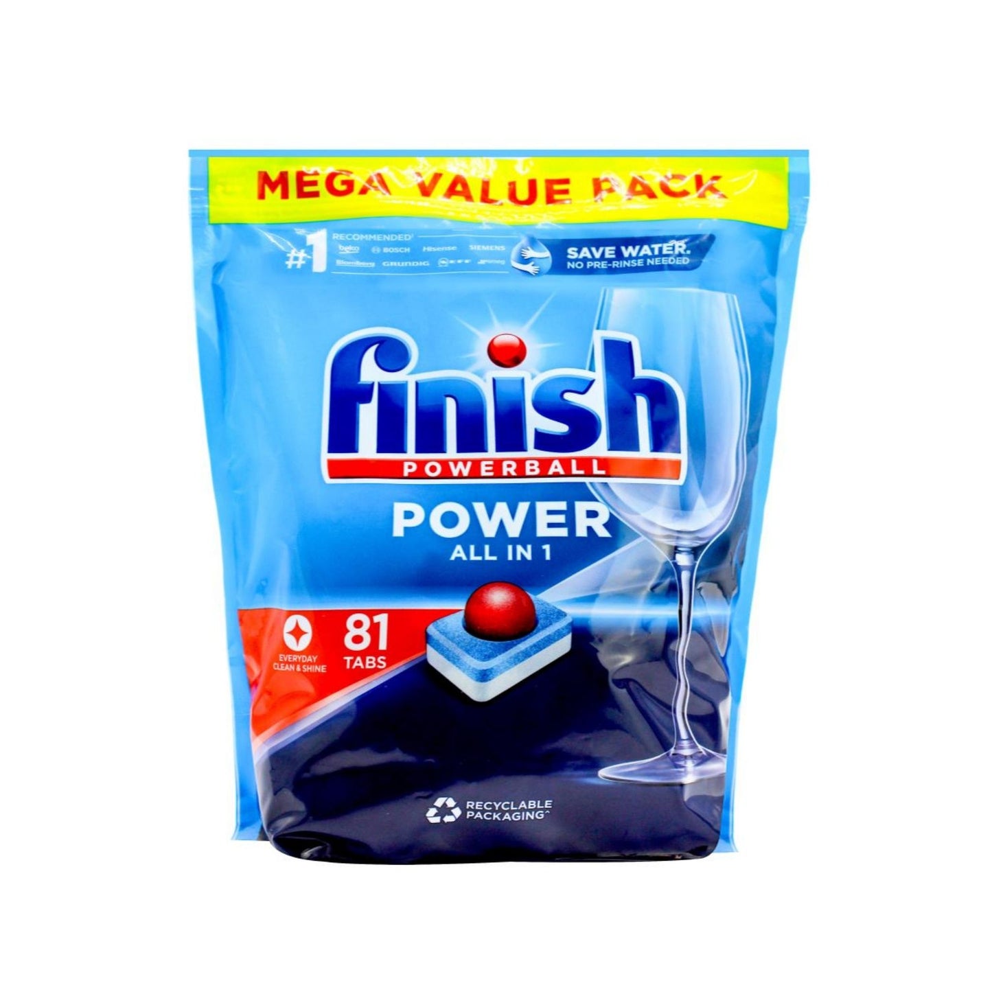 Finish Powerball Dishwashing Tablets Power All In 1 Mega Value Pack 81 Count x 4 Pack