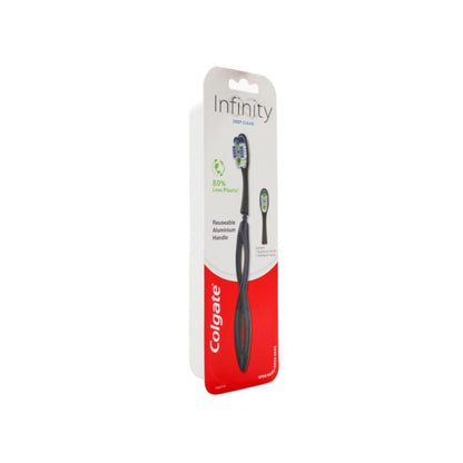 Colgate Infinity Manual Toothbrush Deep Clean Aluminium Handle with 2 Brush Heads