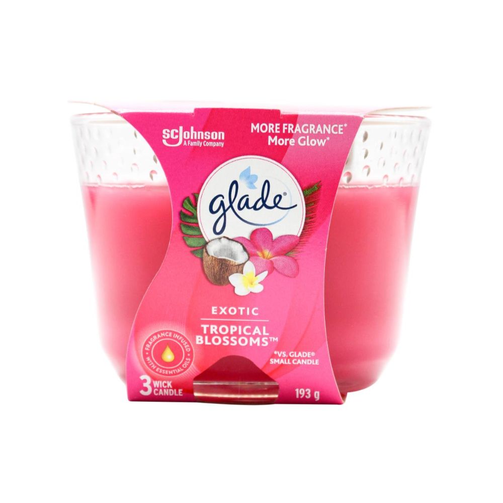 Glade 3 Wick Candle Exotic Tropical Blossoms 193g x 4 Pack