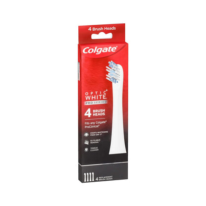 Colgate Optic White Pro Series Replaceable Brush Head, for Pro Clinical Electric Toothbrush, 4 Pack, Whitening, Soft Bristles