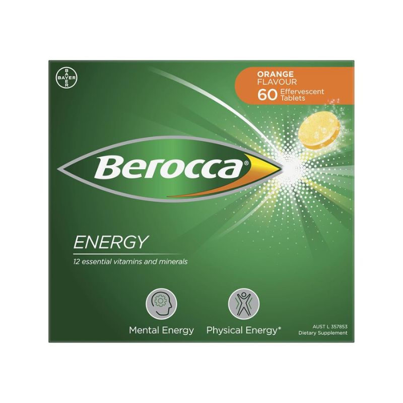 Berocca Energy Orange Flavour Effervescent Tablets - 60 Pack