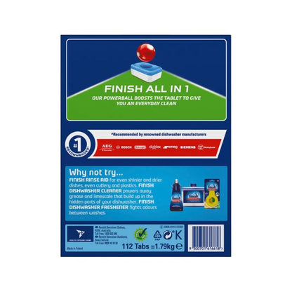 Finish Powerball All in 1 Everyday Clean Lemon Sparkle 112 Pack