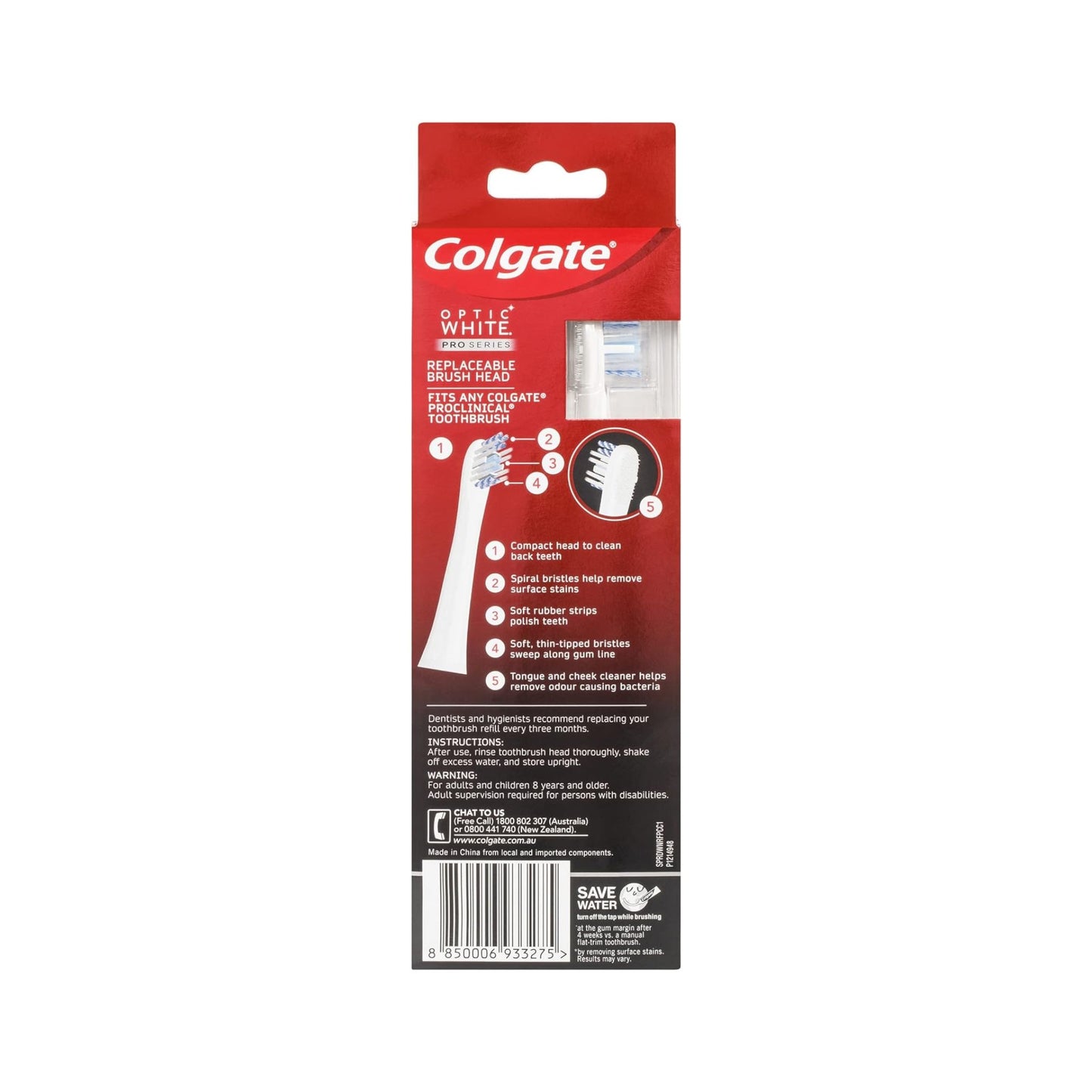 Colgate Optic White Pro Series Replaceable Brush Head, for Pro Clinical Electric Toothbrush, 4 Pack, Whitening, Soft Bristles