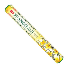 Pack of Frangipani incense sticks with floral design on a white background
