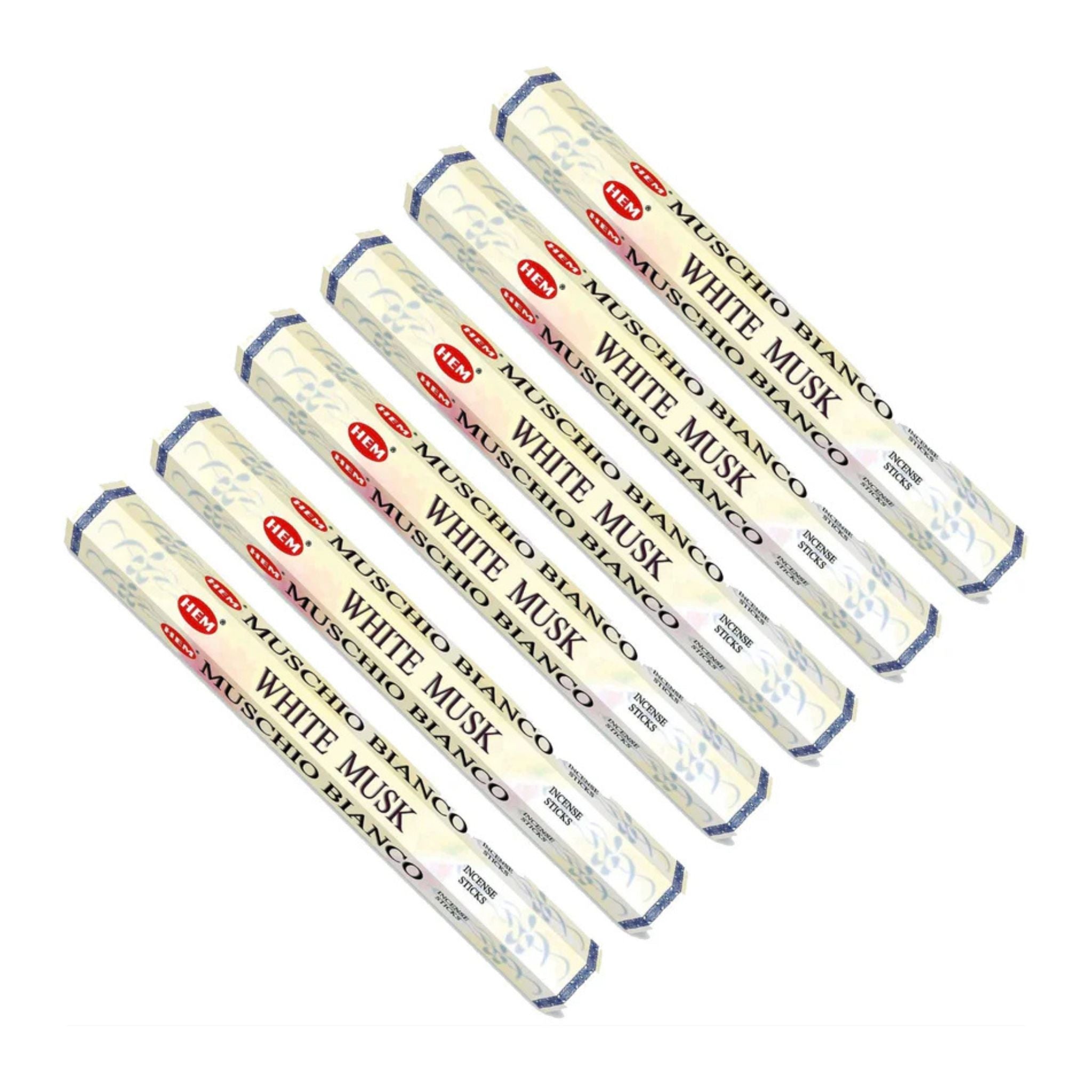 Multiple tubes of Muschio Bianco White Musk on a white background