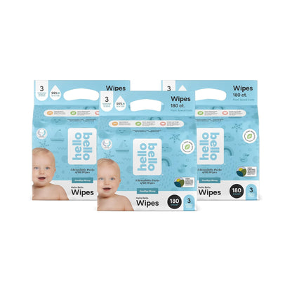 Hello Bello Water-Based Baby Wipes 540 Count - Gentle, Pure & Safe