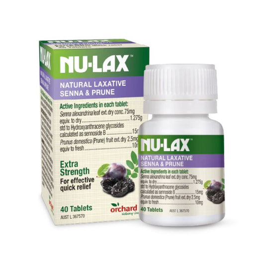 Nulax Natural Laxative Tablets with Senna and Prunes - 40 Count